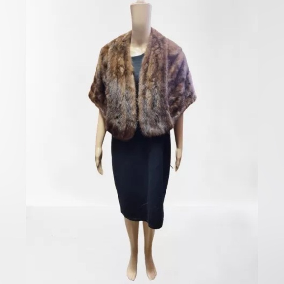 Vintage Genuine 100% Mink Paul Magder Fur Fully Lined Floral Stole Jacket Sz S/M - Picture 3 of 9